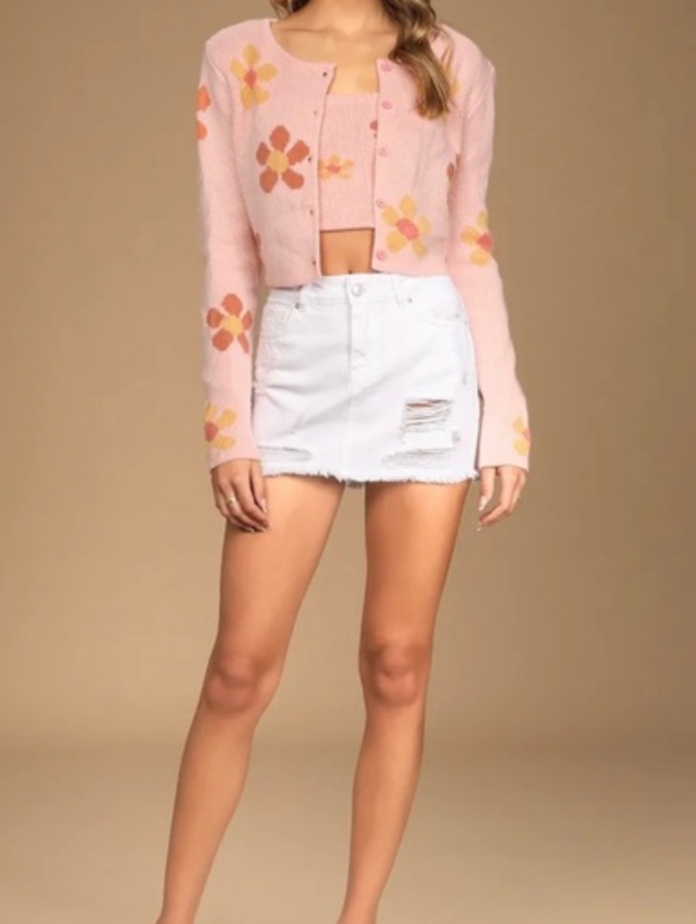NWT Free People Out of Ordinary White Distressed Denim Mini Skirt Sz 12